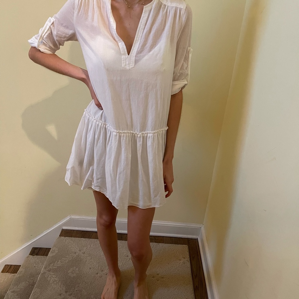 BCBGMaxAzria little white dress with silk slip